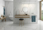 Carrelage effet marbre blanc grand format